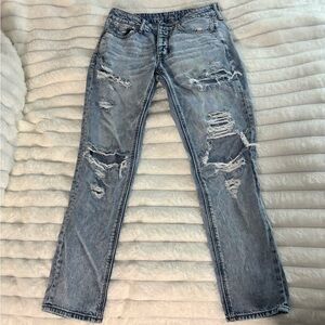 American Eagle distressed blue acid wash denim jeans